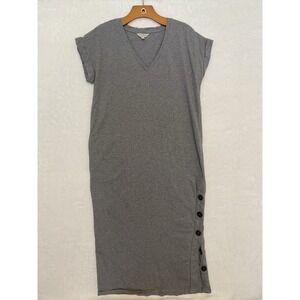 Lucky Brand Women's Small Gray Dress T-shirt Style W/ Button Side Gorpcore